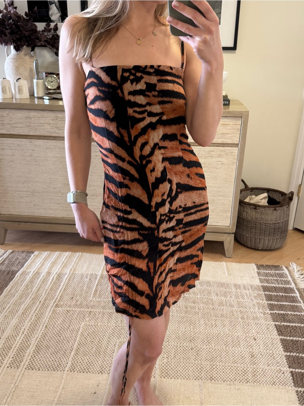 Beach Riot Tiger-Stripe Ruched Mini Slip Dress - Picture 8 of 9